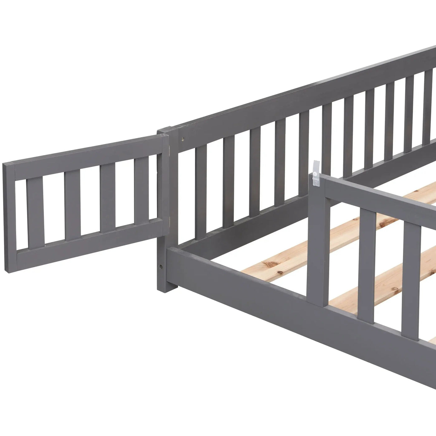 Solid Wood Floor Bed With Door And Fence For Children by HouseOfZazla