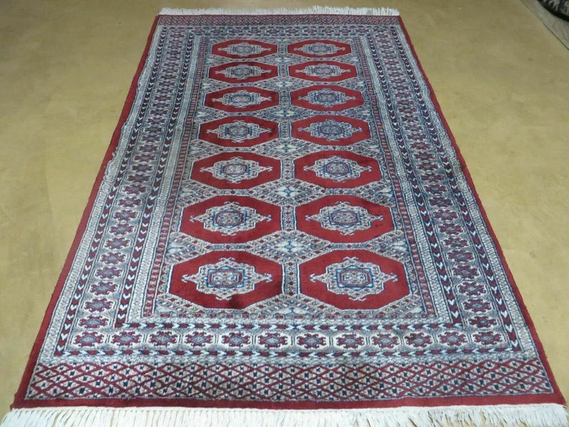 4' X 6' Vintage Handmade Pakistan Turkoman Bokhara Fine Woven Wool Rug Nice by Jewel Rugs