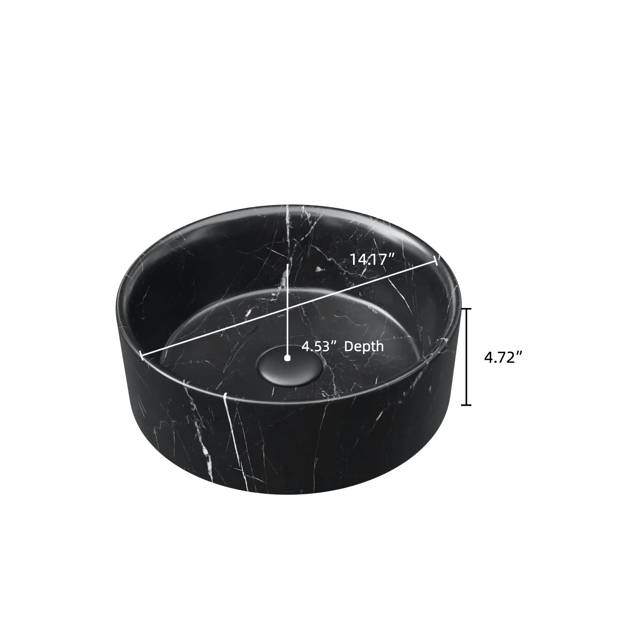 14" Bathroom Round Ceramic Sink with Stone Pattern by HouseOfZazla