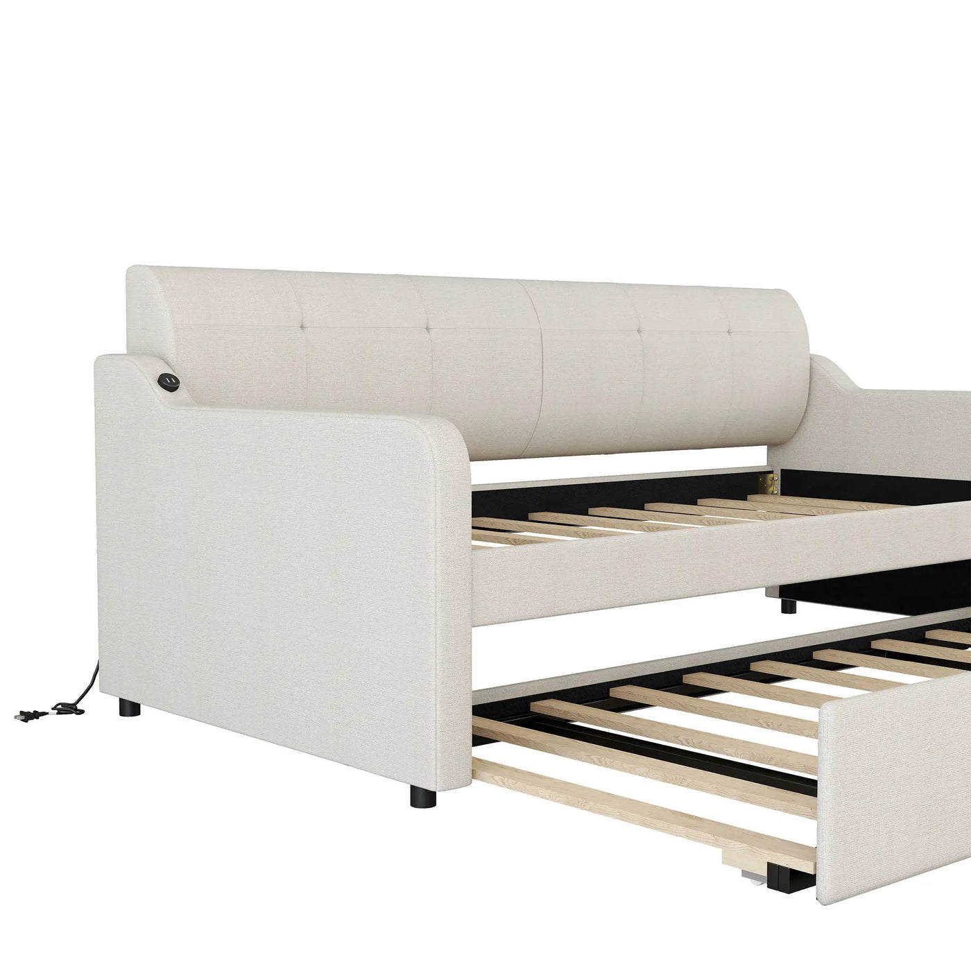 Upholstered Daybed With Trundle And USB Charging by HouseOfZazla