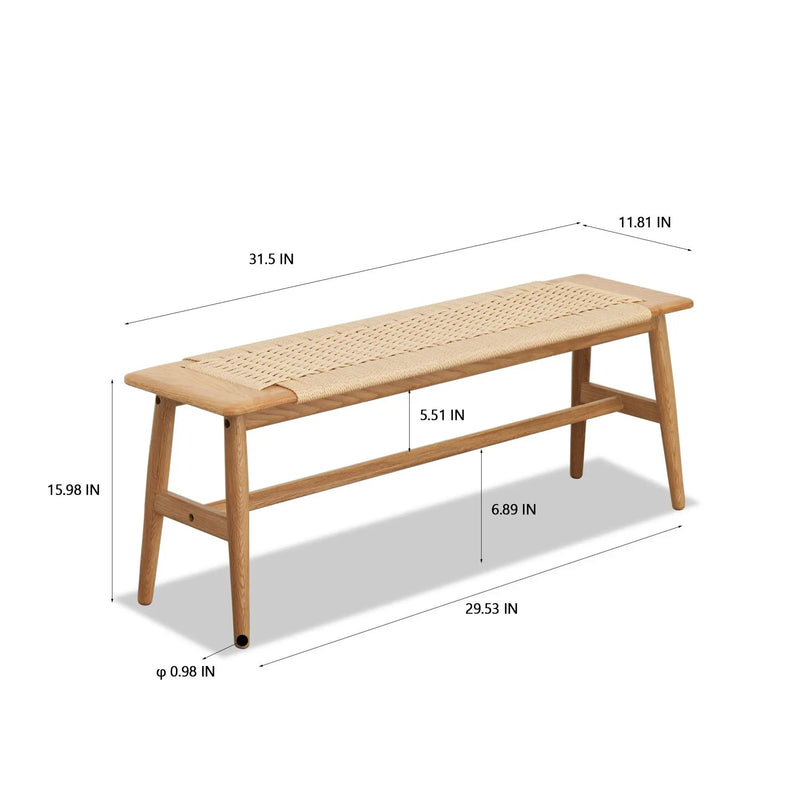 Woven Design Dining Bench For Dining Room, Bedroom - Natural Oak by Unique Piece Furniture