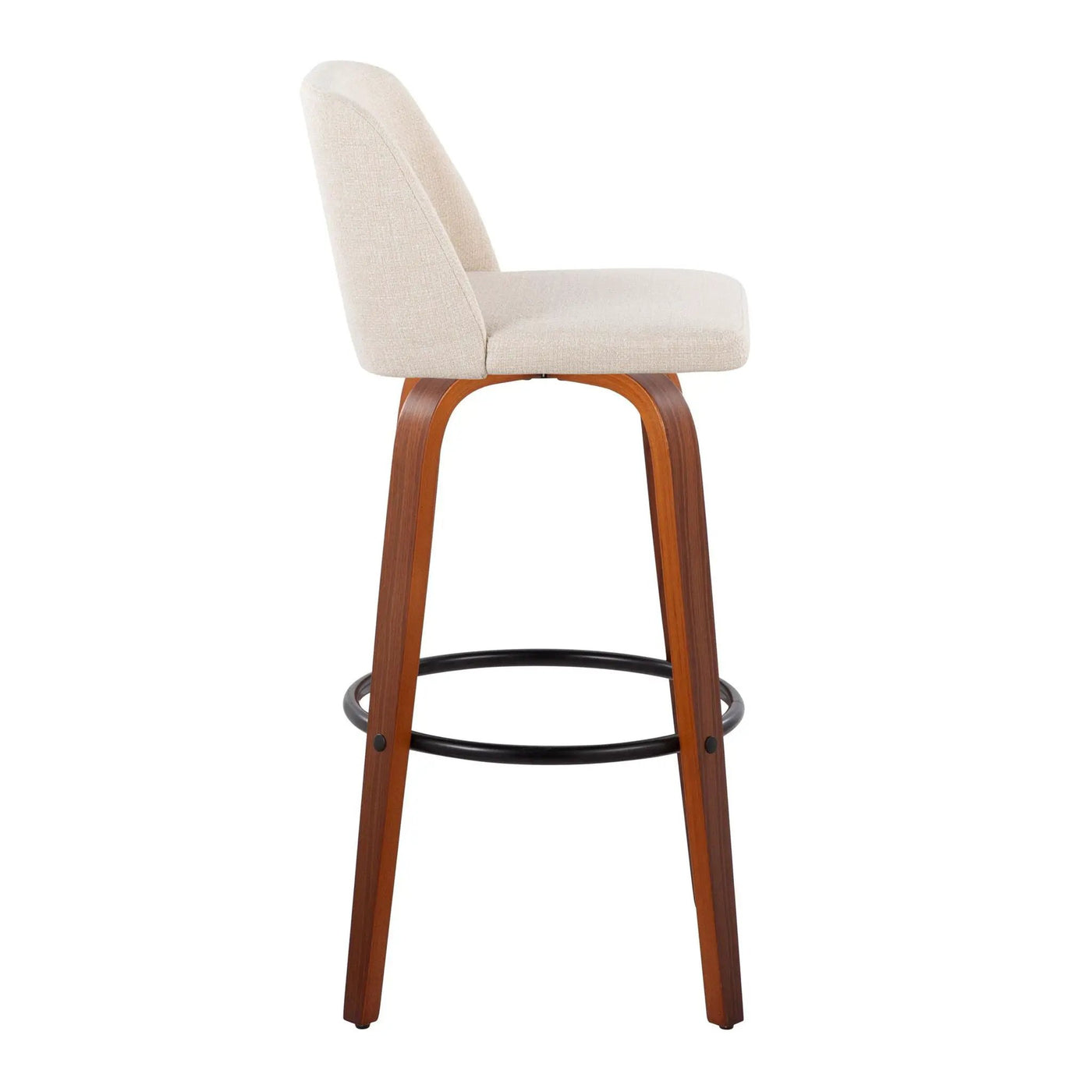 Toriano - Mid Century Modern Fixed Height Barstool Swivel And Round Footrest (Set of 2) by HouseOfZazla