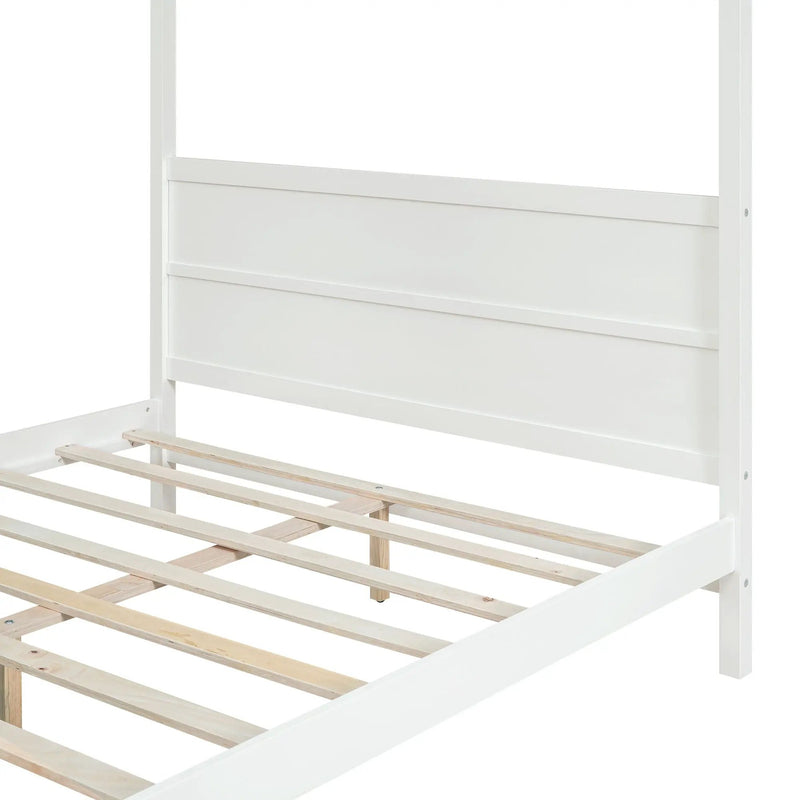 Canopy Platform Bed With Headboard And Footboard, Slat Support Leg by HouseOfZazla
