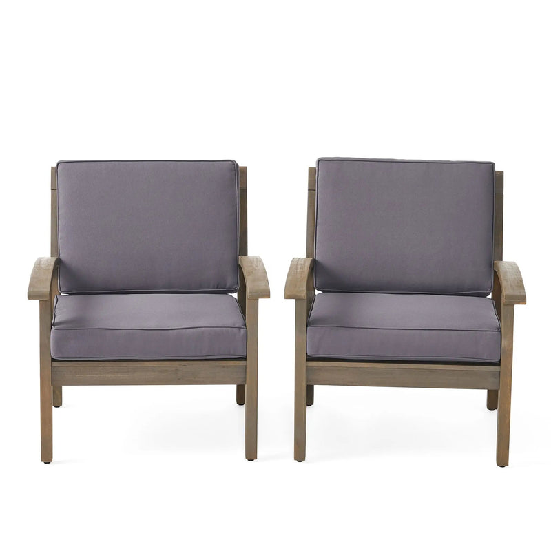 Peyton Club Chair Outdoor Seating Acacia Wood Dark Gray by HouseOfZazla