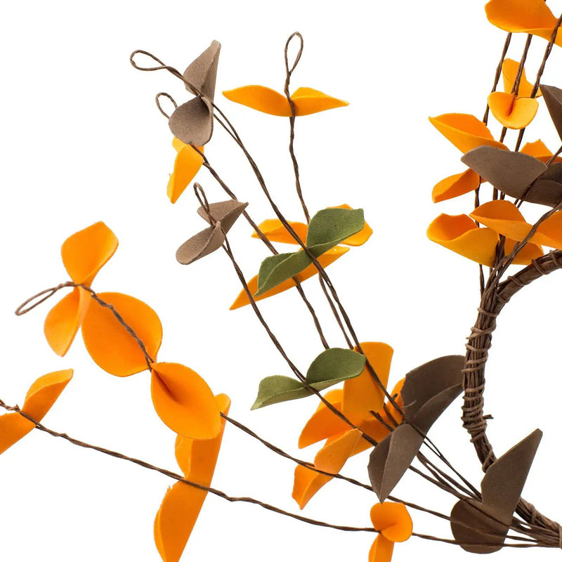 Fall Leaves Wreath, Botanicals Decor For Harvest Festival Fall Festival & Thanksgiving Table Decorations (Set of 12) - Orange Multi by HouseOfZazla