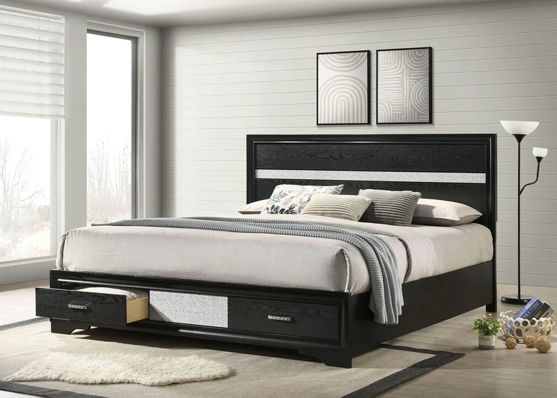 Miranda 51-inch Wood California King Storage Panel Bed Black by Unique Piece Furniture