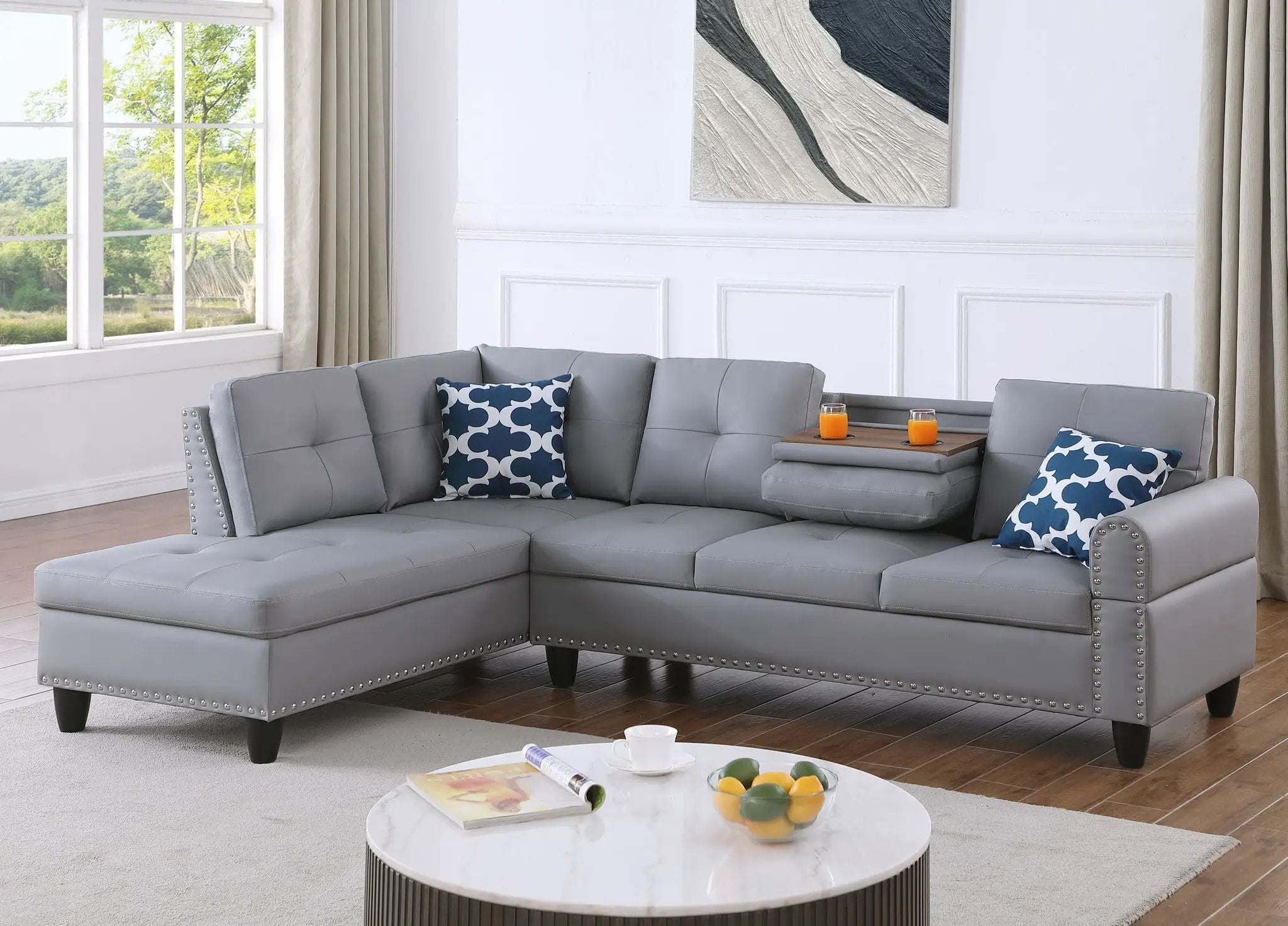 Irine - Sectional Sofa With Ottoman - Gray by HouseOfZazla