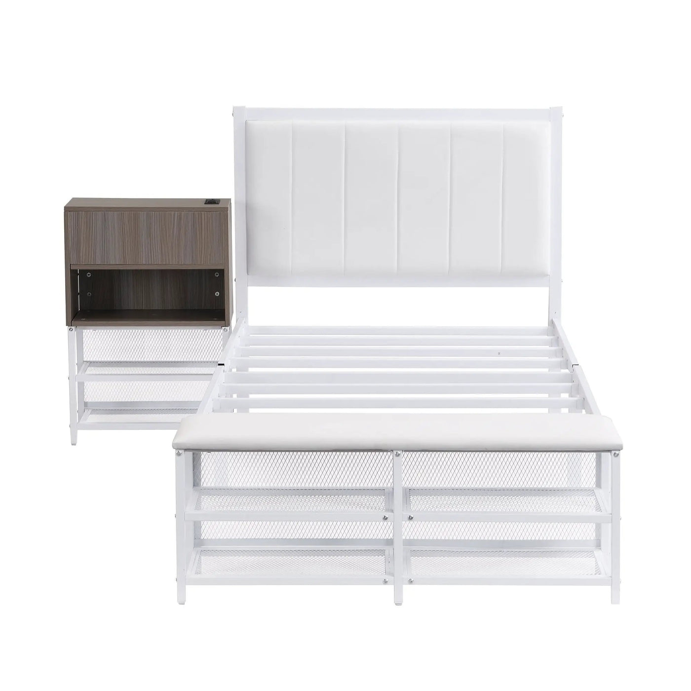 Platform Bed With 2 Tier Storage Shelves, Storage Cabinet by HouseOfZazla