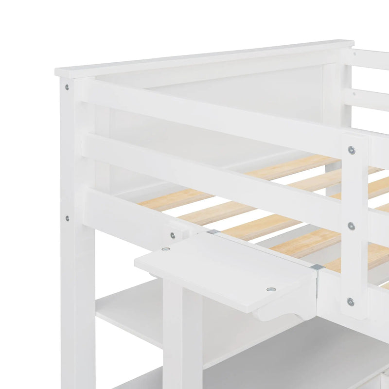 Loft Bed With Drawers With Desk And Shelves by HouseOfZazla