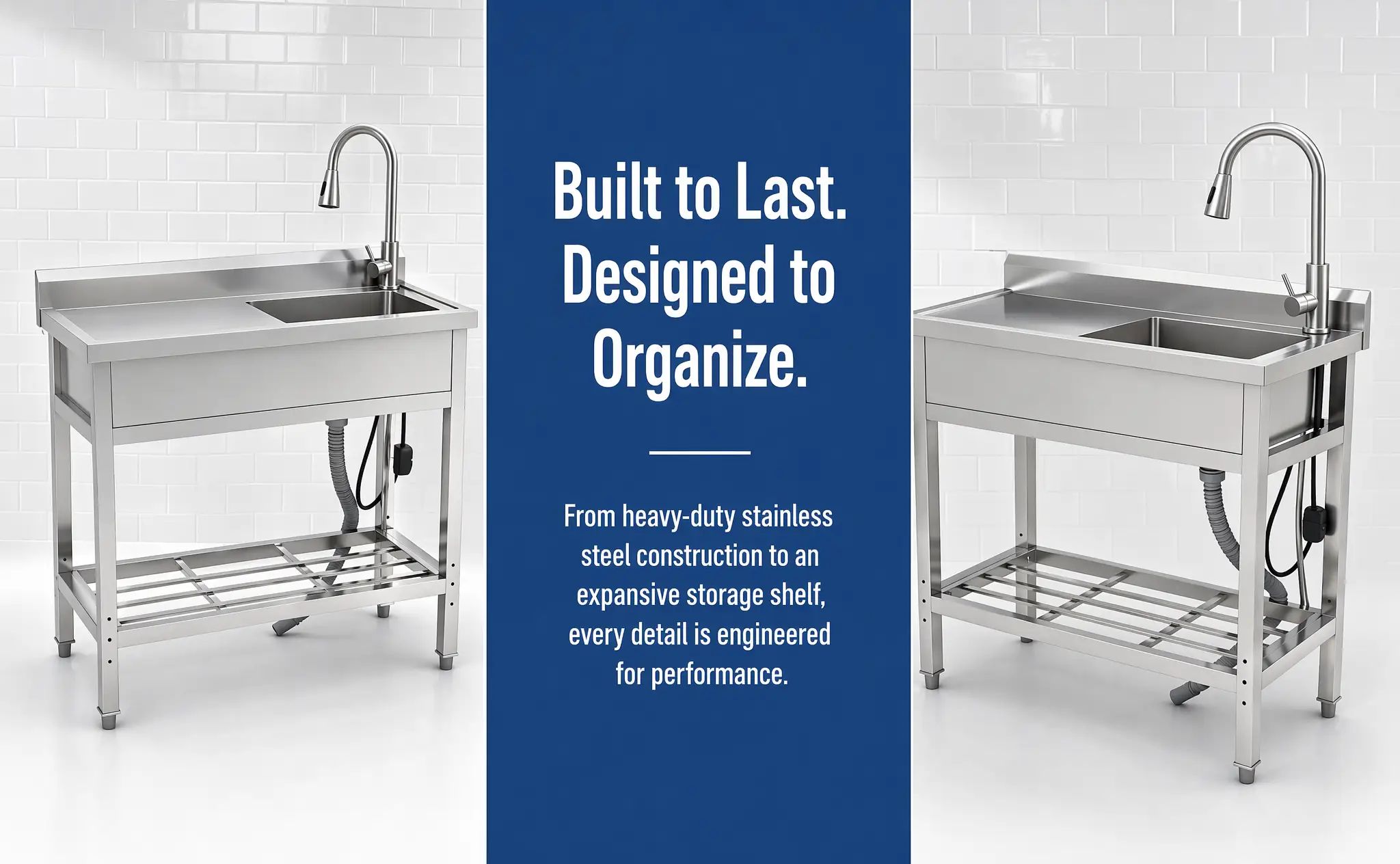 Stainless Steel Utility Sink, Freestanding Sink 2 by HouseOfZazla