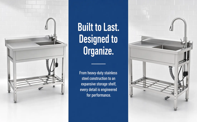 Stainless Steel Utility Sink, Freestanding Sink 2 by HouseOfZazla