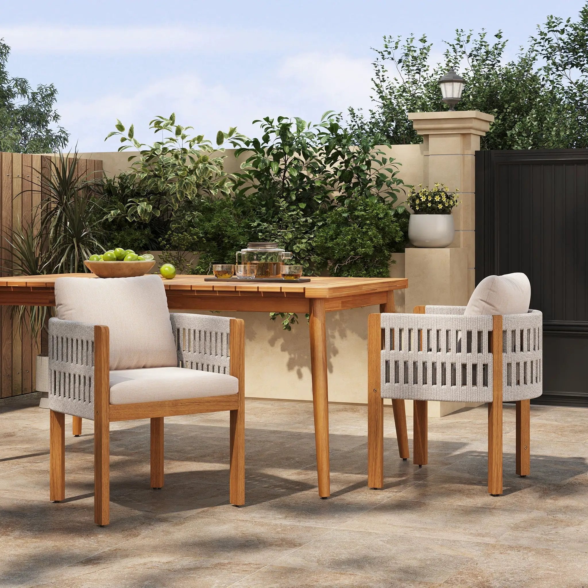 Outdoor Dining Chairs With Mix Rope Handles (Set of 2) by HouseOfZazla