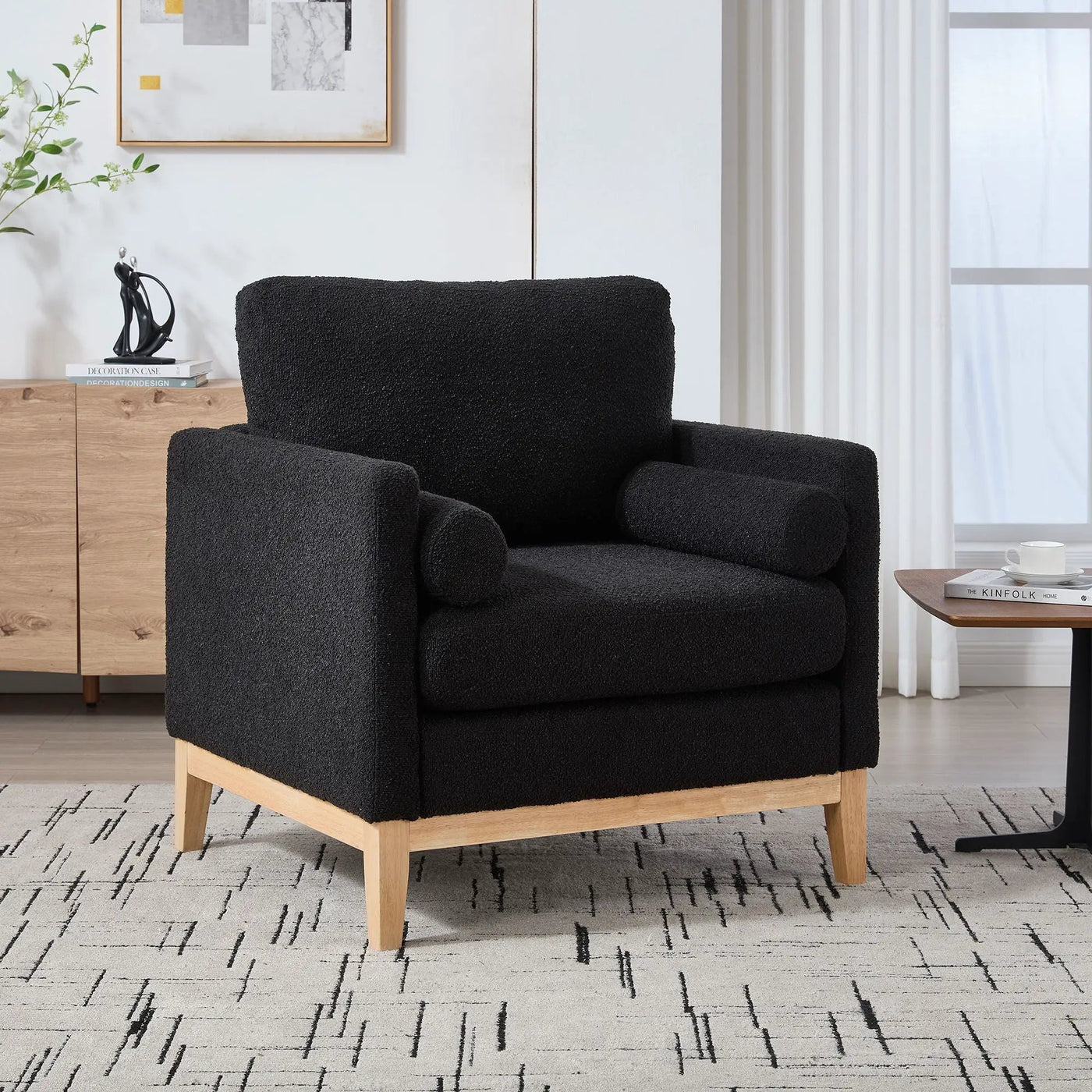 Wide Modern Performance Accent Chair With Natural Legs by HouseOfZazla