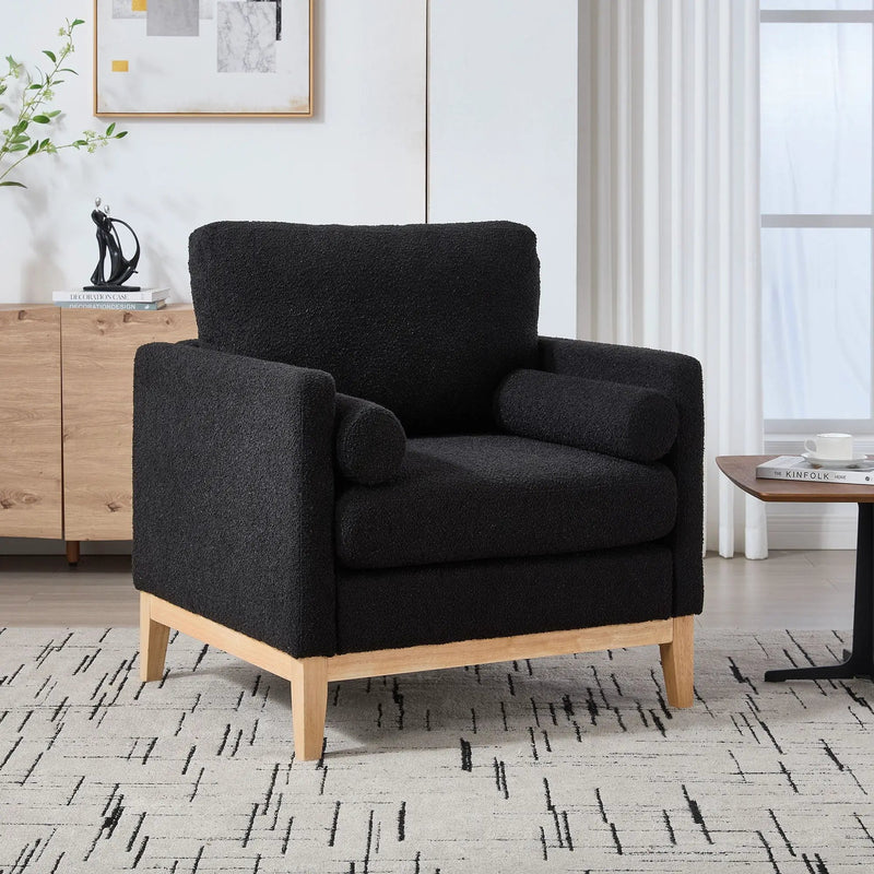 Wide Modern Performance Accent Chair With Natural Legs by Unique Piece Furniture