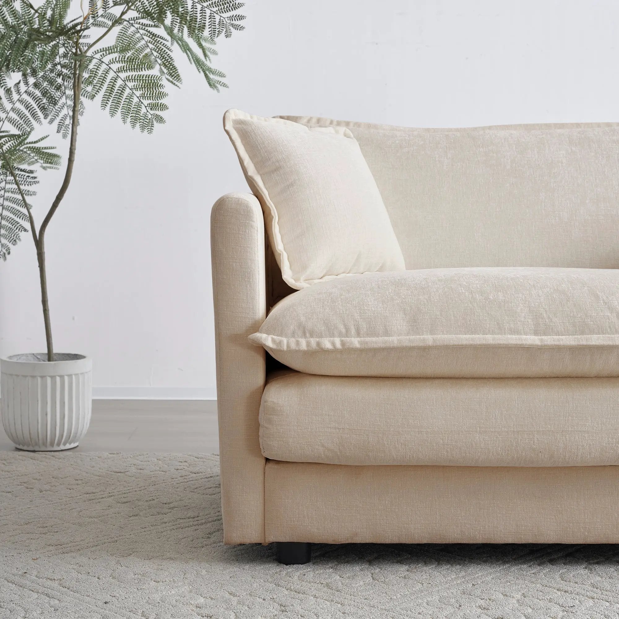 Oversized U Shape Sofa with 2 Ottomans in Light Coffee by HouseOfZazla