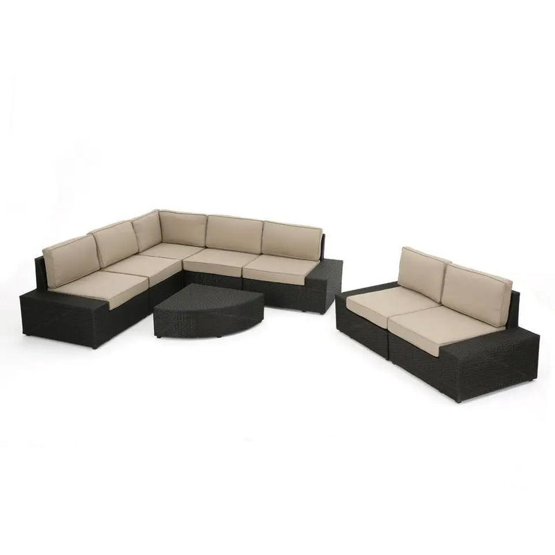 Santa Cruz - 8 Piece Outdoor Sectional Set - Dark Brown by HouseOfZazla