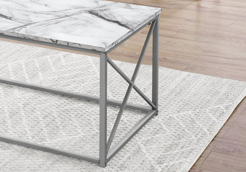 Table Set, Coffee, End, Side, Accent, Living Room, Marble Look Laminate, Contemporary & Modern (Set of 3) by Unique Piece Furniture