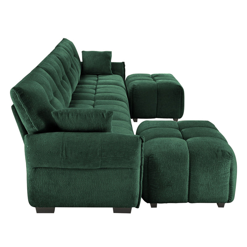 Sofa Set With Ottoman And Pillows, Textured, High Resilience Cushions by HouseOfZazla