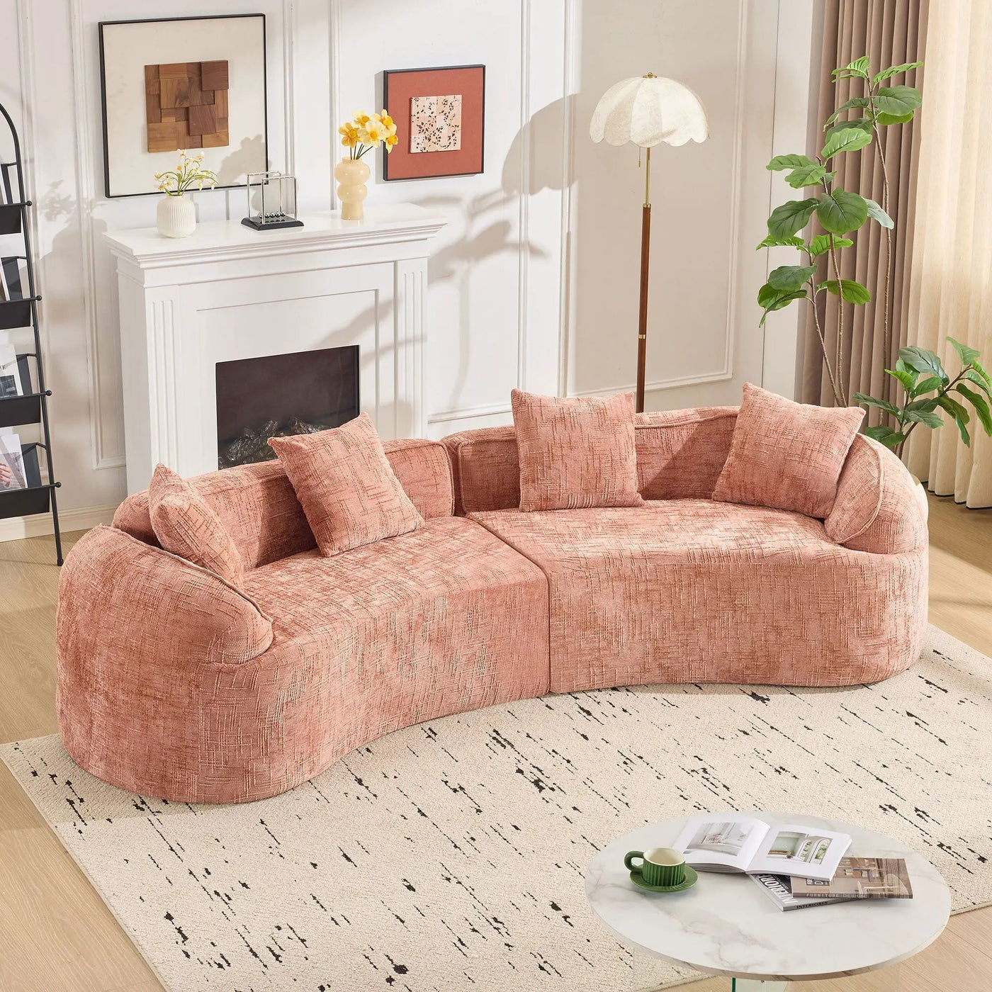 Curved Compressed Sofa, Nordic-Style Design For Living Room by HouseOfZazla