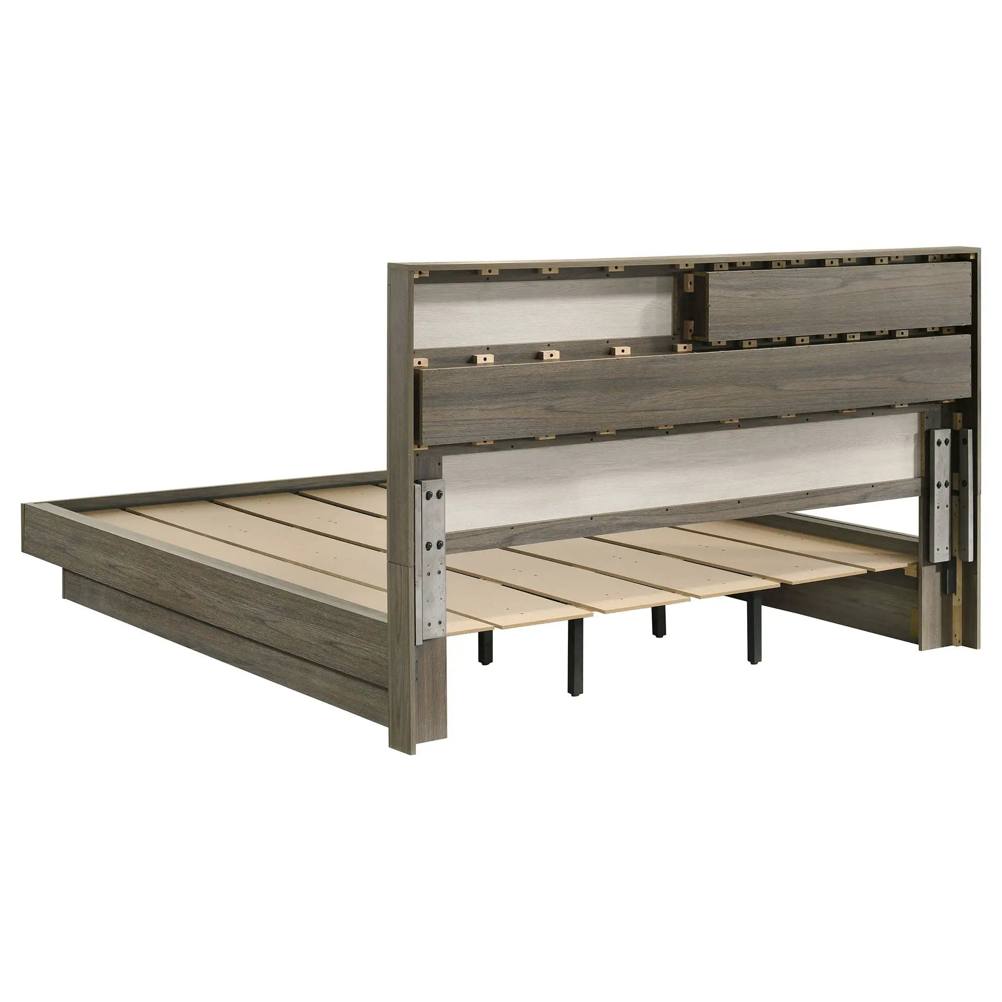 Fenwick California King Bed Bookcase Headboard Grey Oak by Unique Piece Furniture