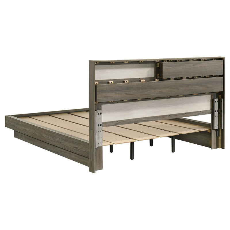 Fenwick California King Bed Bookcase Headboard Grey Oak by Unique Piece Furniture
