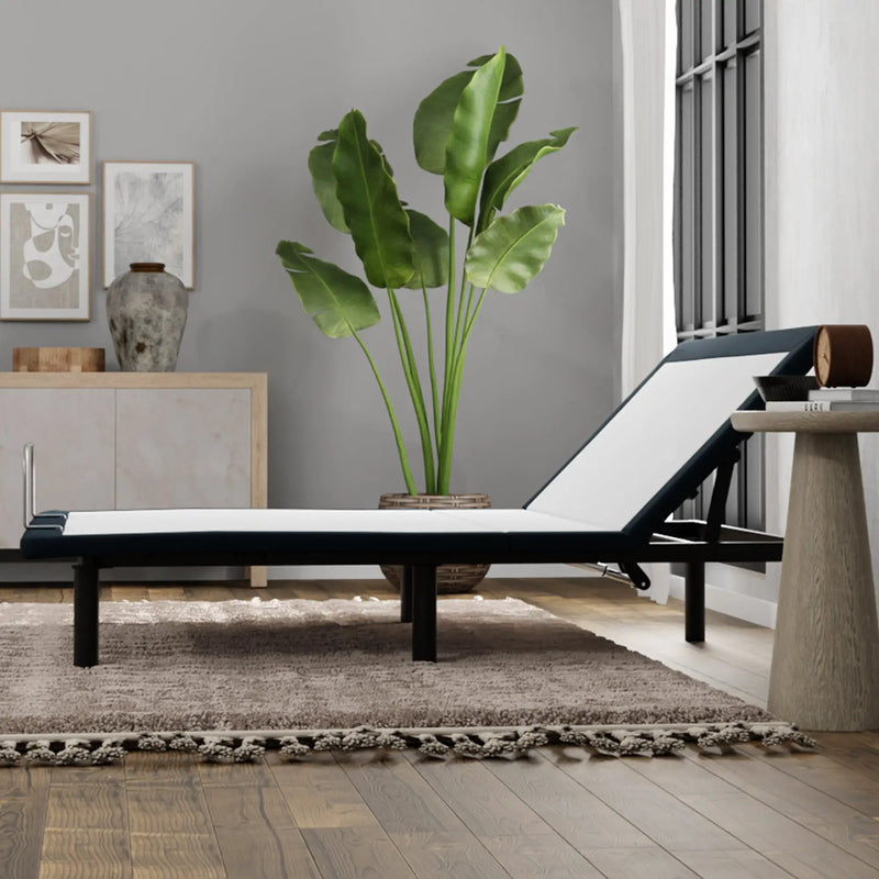 Model H Adjustable Base Full Size Metal Bed Frame Grey by HouseOfZazla