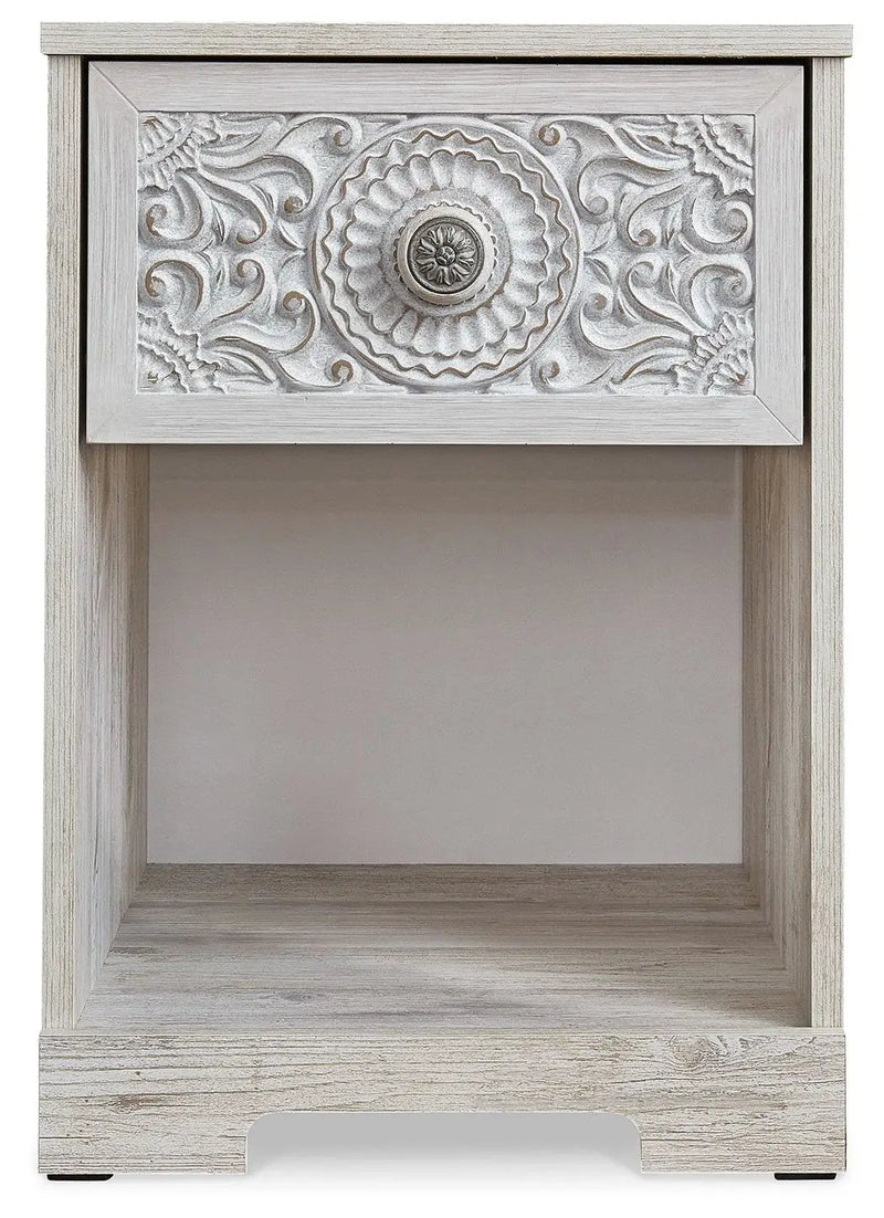 Paxberry - One Drawer Night Stand - Open Cubby - Whitewash by Unique Piece Furniture
