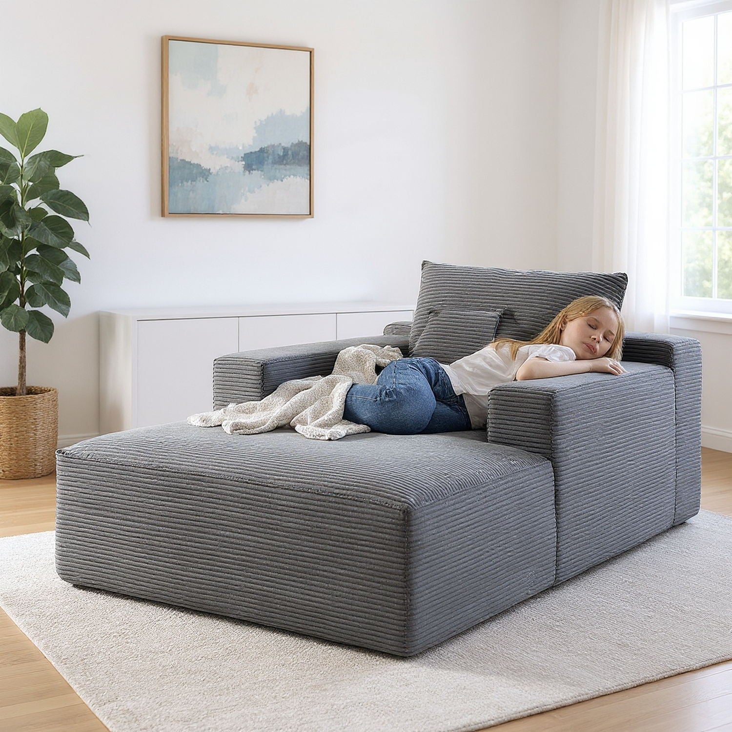 Convertible Chaise Lounge Chair With Wide Armrest & Throw Pillows by HouseOfZazla