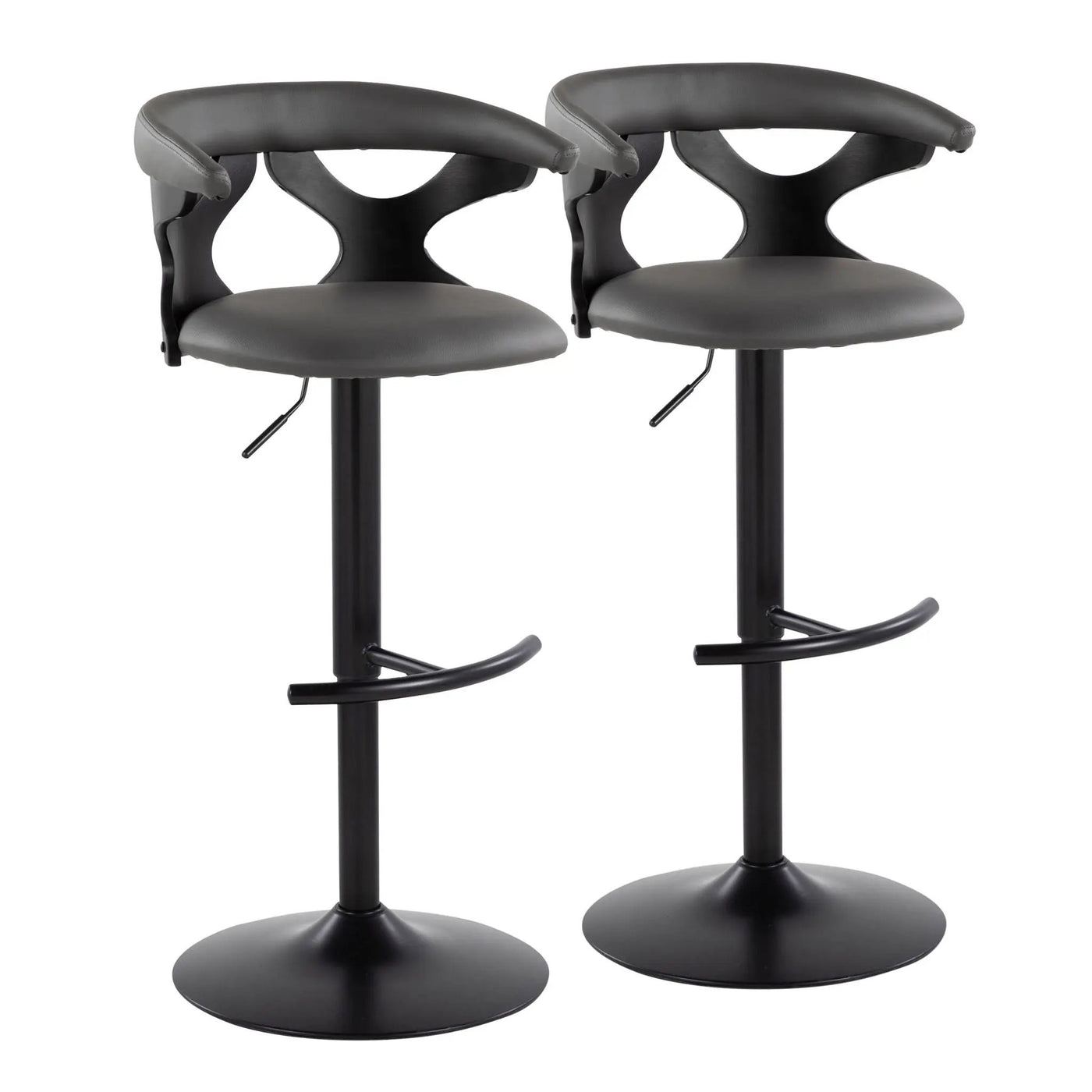 Gardenia - Contemporary Adjustable Barstool With Swivel With Rounded T Footrest (Set of 2) by HouseOfZazla