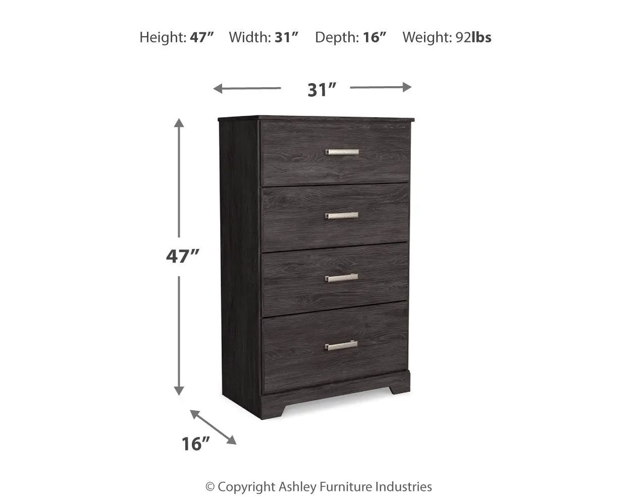 Belachime - Four Drawer Chest - Charcoal by Unique Piece Furniture