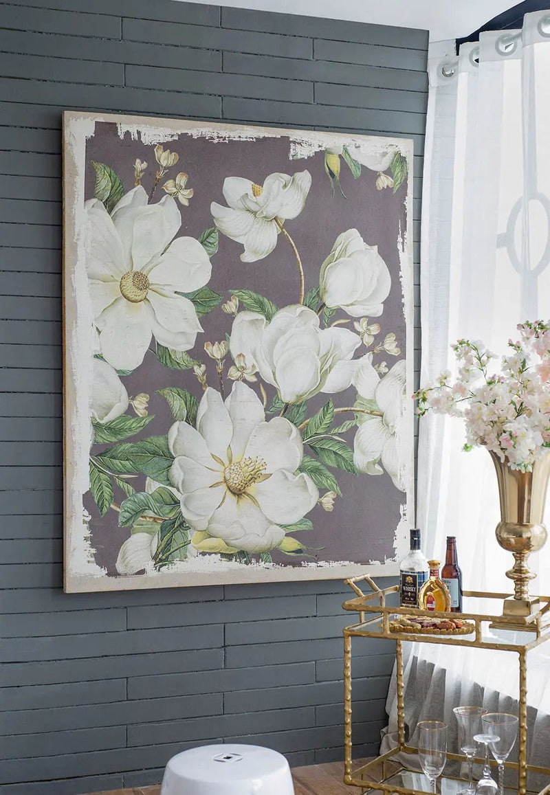 Large Botanical Wall Art Prints, Home Decor For Living Room Dining Room Bedroom Hallway - White / Gray by HouseOfZazla