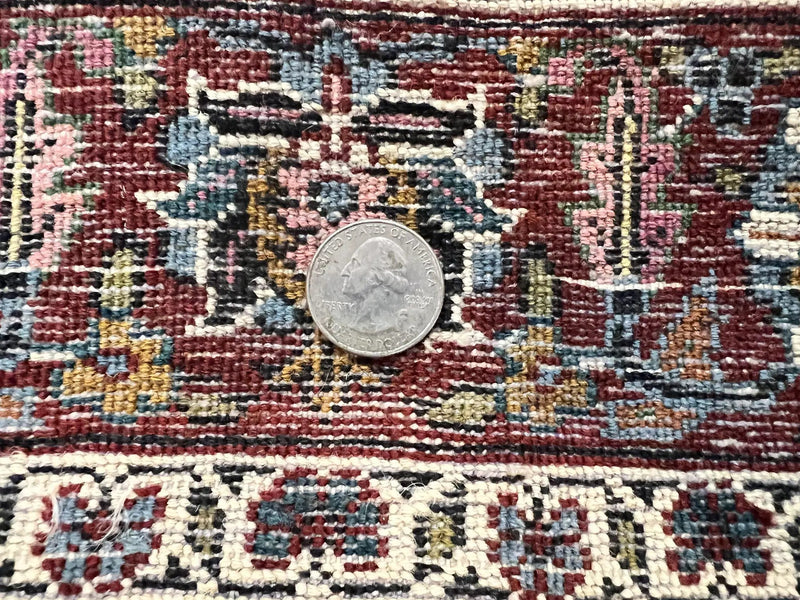 Indo Persian Prayer Rug 3x5, Fine Oriental Carpet, Dark Blue and Red, Vintage Hand Knotted Handmade Prayer Rug by Jewel Rugs