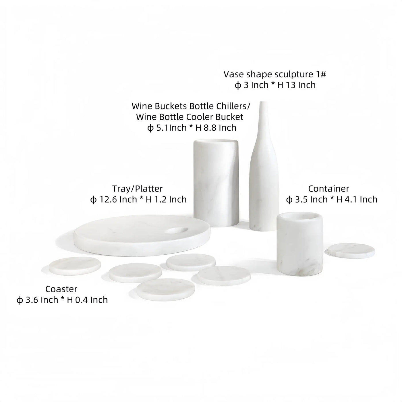 10 Pieces Luxury Natural Marble Dining Room Accessories Set by HouseOfZazla