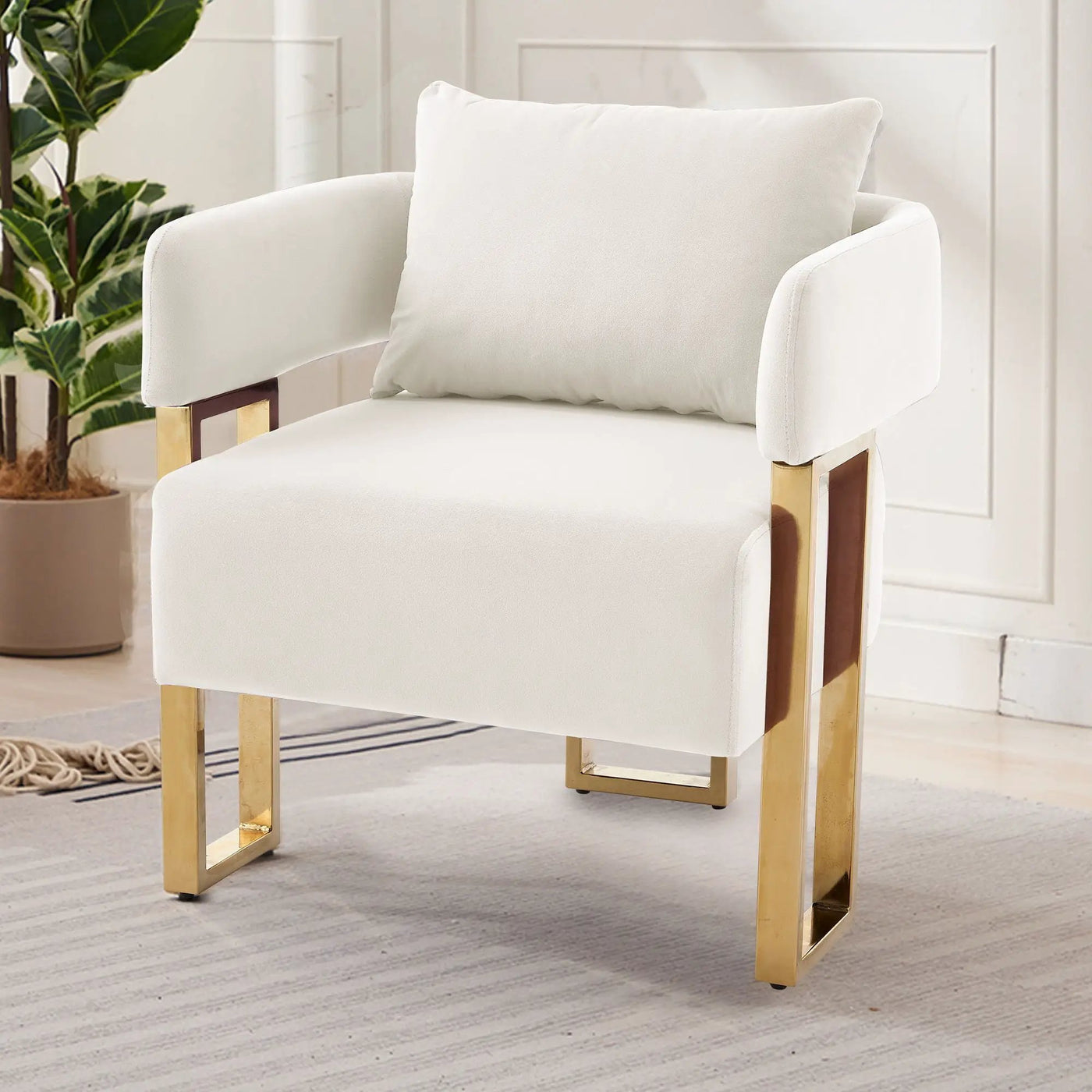 Modern Classic Design Decorative Chair Teddy Fleece Upholstered And Metal Foot by Unique Piece Furniture