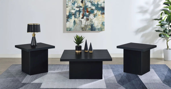 Devar 3-piece Square Cocktail Coffee End Table Set Black