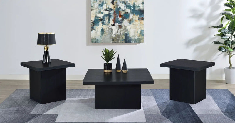 Devar 3-piece Square Cocktail Coffee End Table Set Black by Unique Piece Furniture