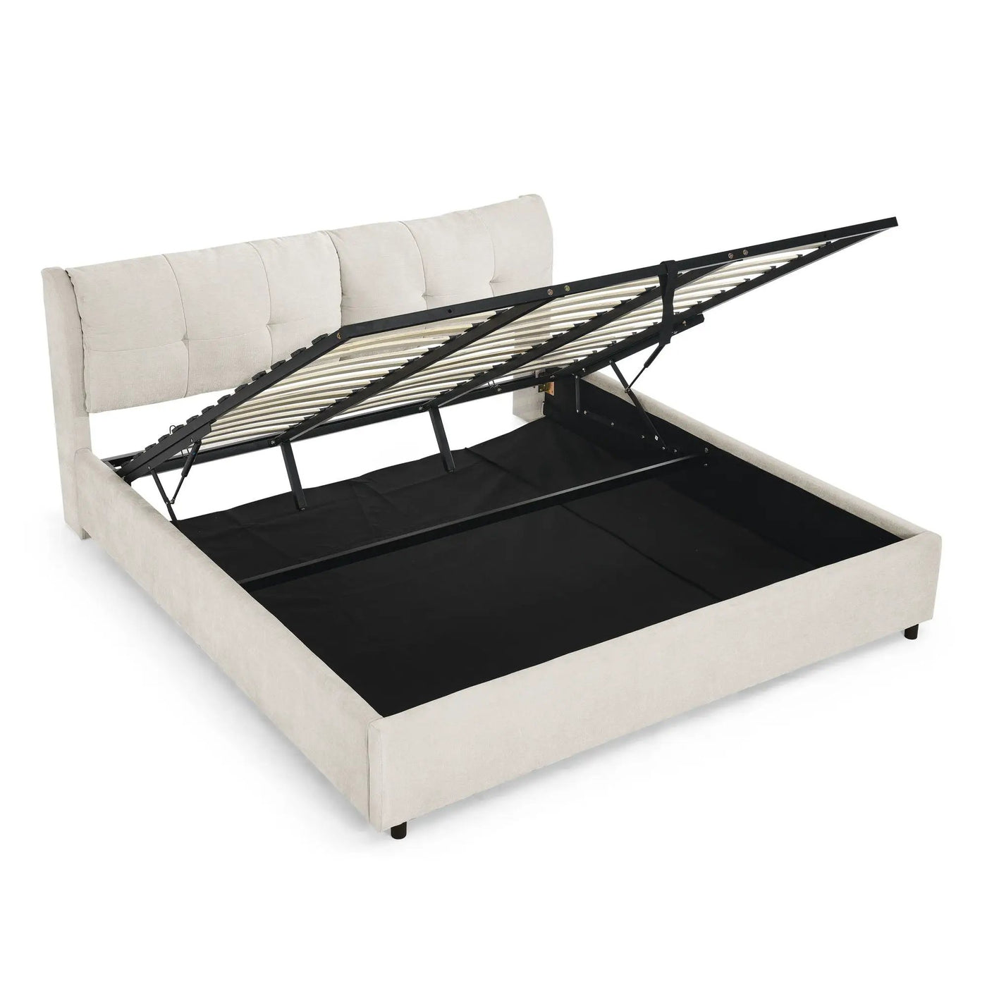 Storage Upholstered Hydraulic Platform Bed With Integrated Headboard by HouseOfZazla