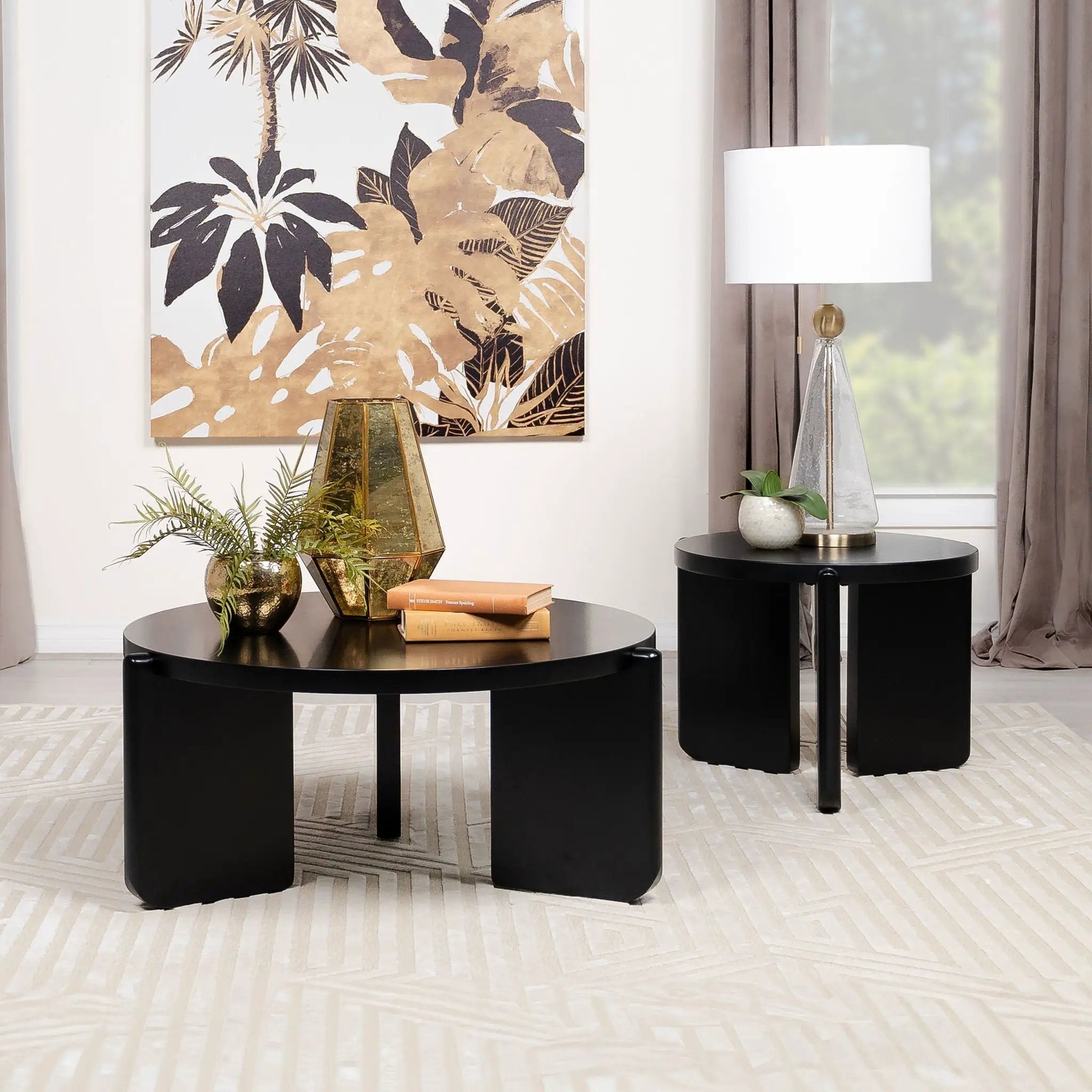 Cordova Round Solid Wood End Table Black by Unique Piece Furniture