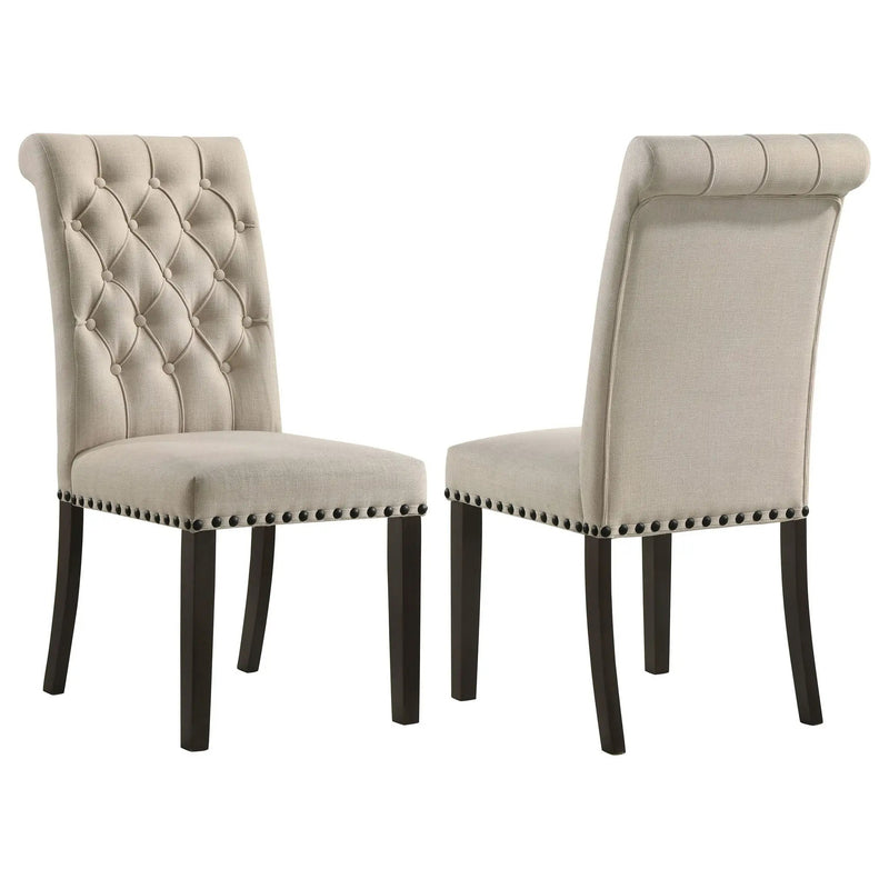 Alana Upholstered Dining Side Chair Beige Smokey Black (Set of 2) by Unique Piece Furniture