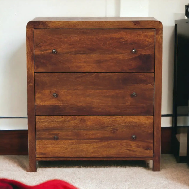 Solid Wood Aspen Chest, 3-Drawers, Chestnut by HouseOfZazla