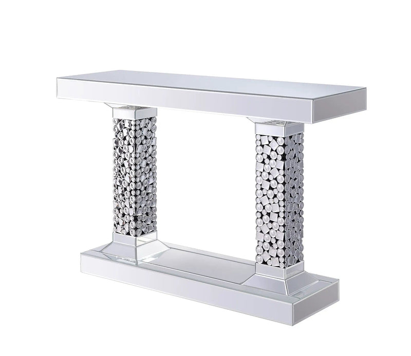 Lachina - Glam Mirrored Faux Gems Console Table - Silver by Unique Piece Furniture