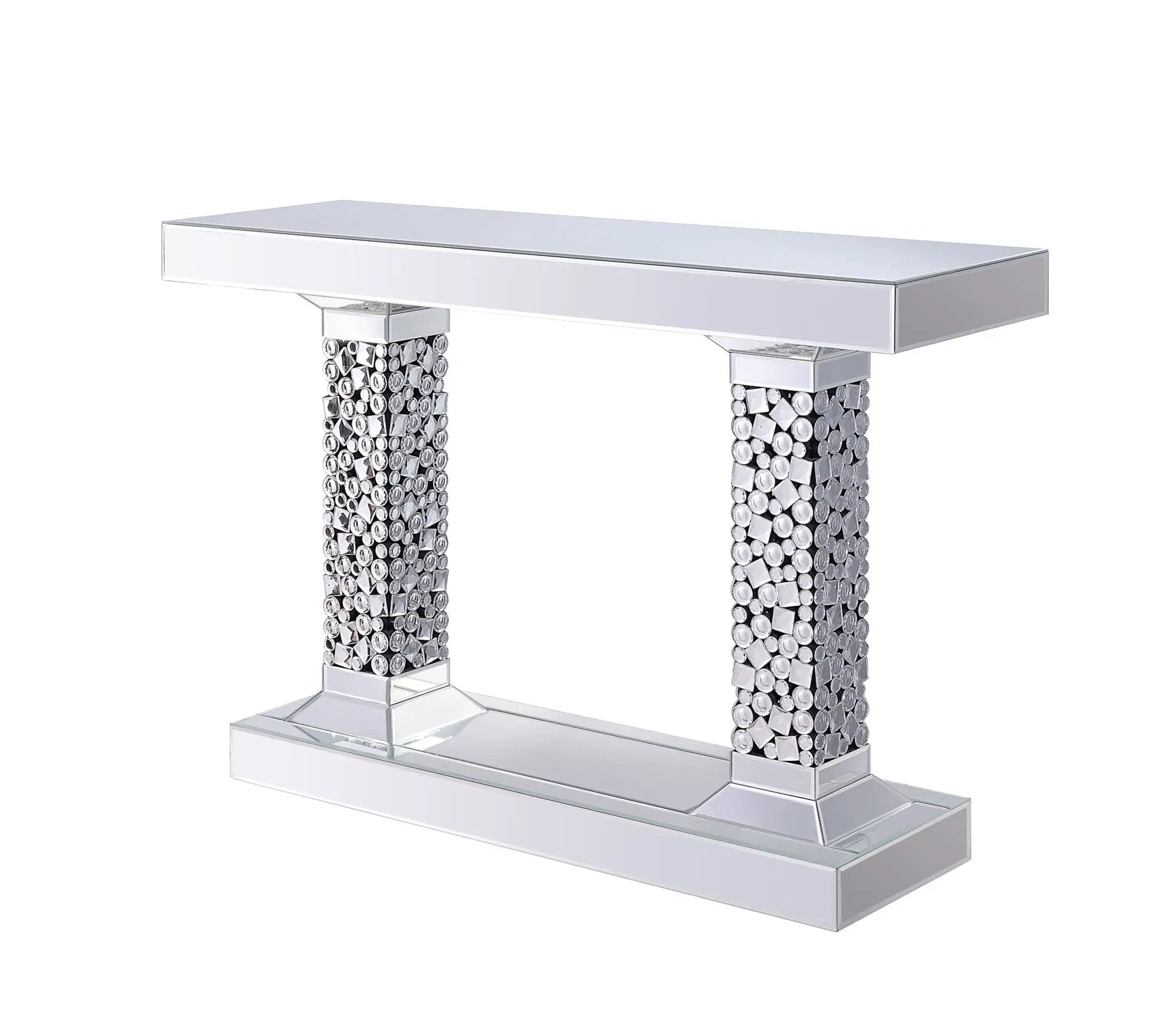 Lachina - Glam Mirrored Faux Gems Console Table - Silver by HouseOfZazla