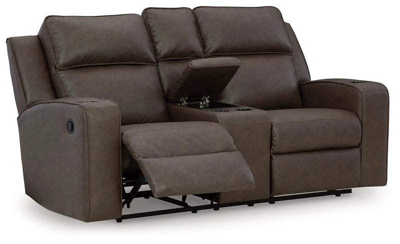 Lavenhorne - Dbl Rec Loveseat W/Console - Granite by Unique Piece Furniture
