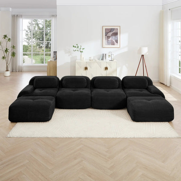 U-Shaped Modular Sofa with Breathable Corduroy Fabric, photo 2 of 10