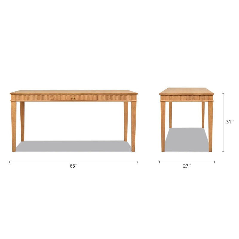 Dumont - Modern Farmhouse 1 Drawer Fluted Home Office Writing Desk - Natural Blonde by HouseOfZazla