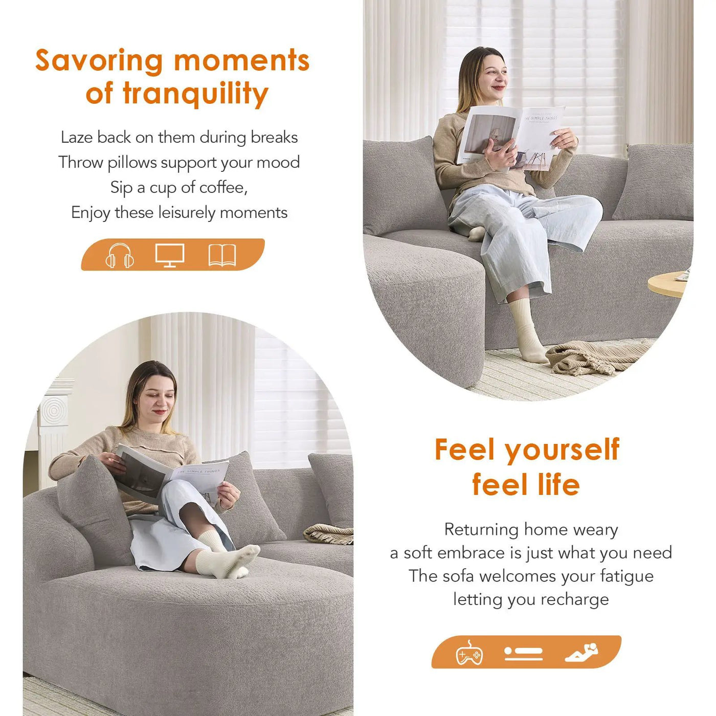 Combined Sofa With 4 Pillows by HouseOfZazla
