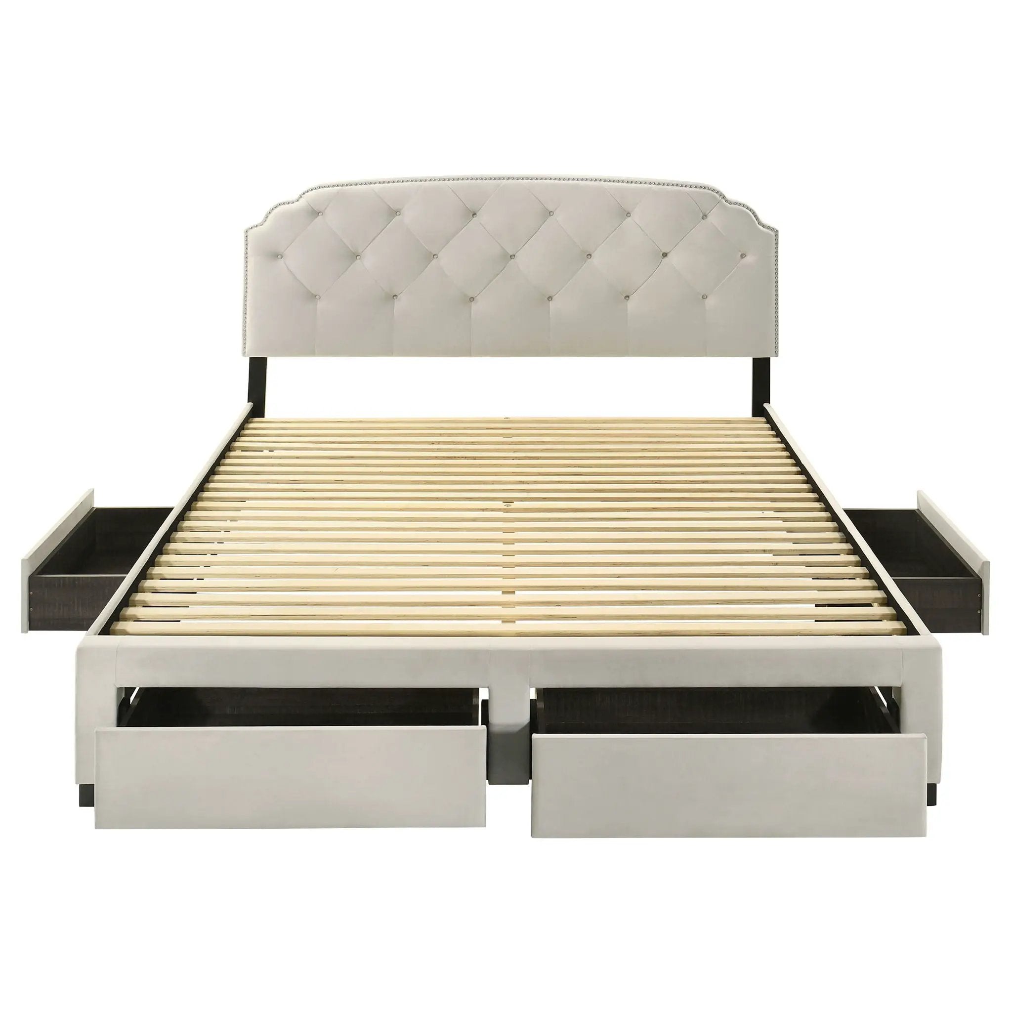 Marianna 4-drawer Upholstered Eastern King Storage Bed Cream by Unique Piece Furniture