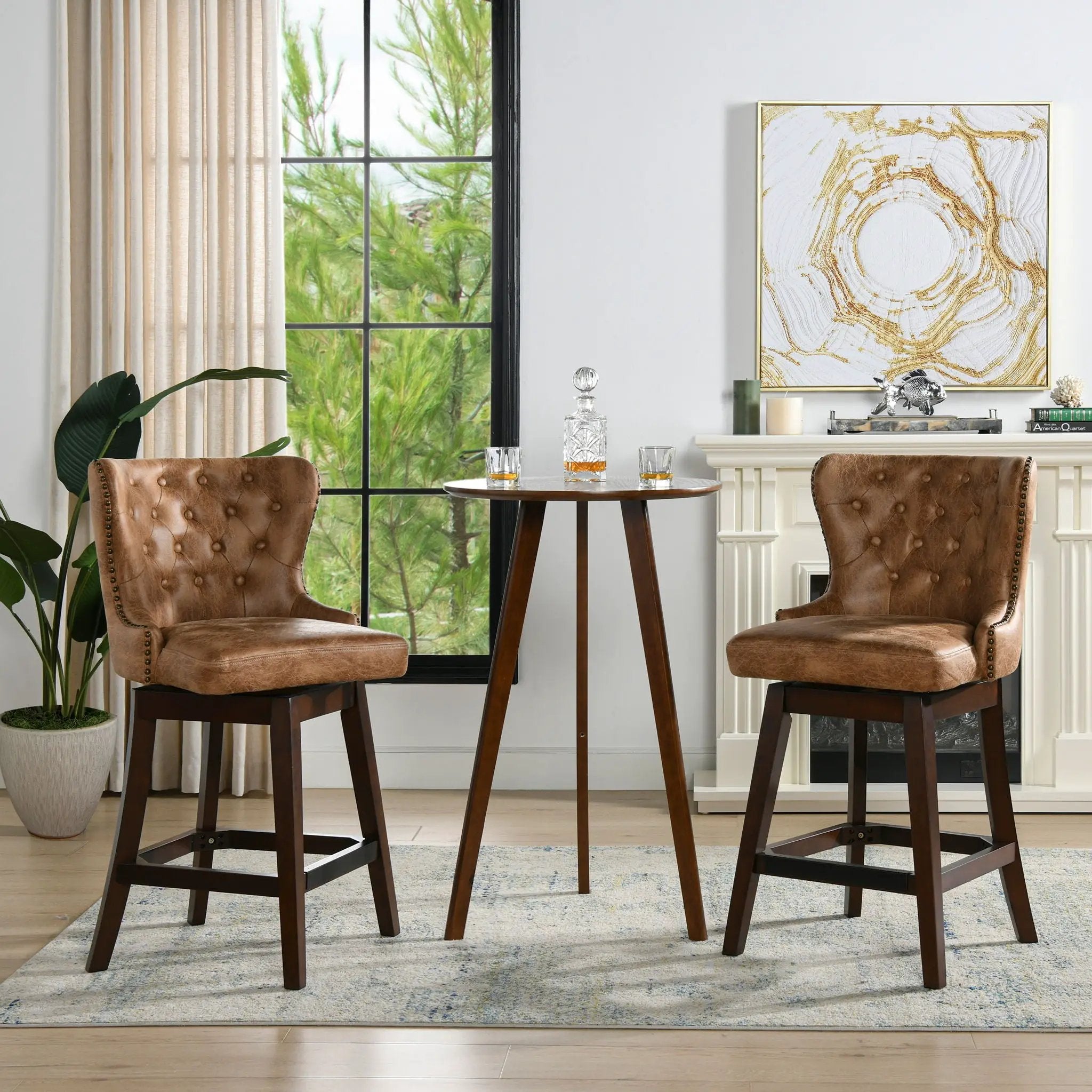 Holmes - Tufted High Back 360 Swivel Counter Height Barstool by HouseOfZazla