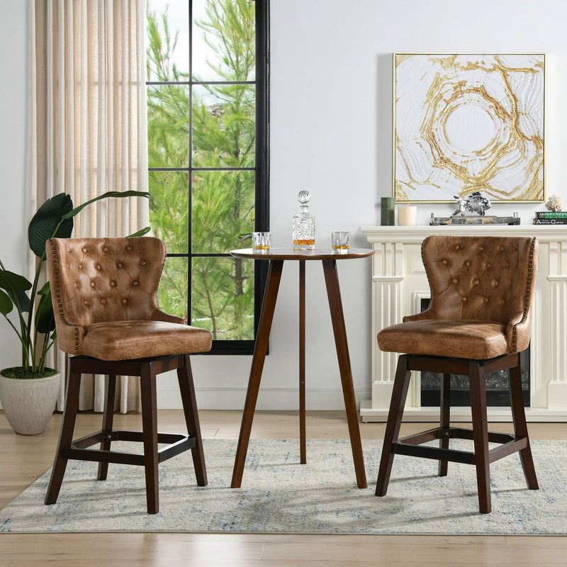 Holmes - Tufted High Back 360 Swivel Counter Height Barstool by HouseOfZazla