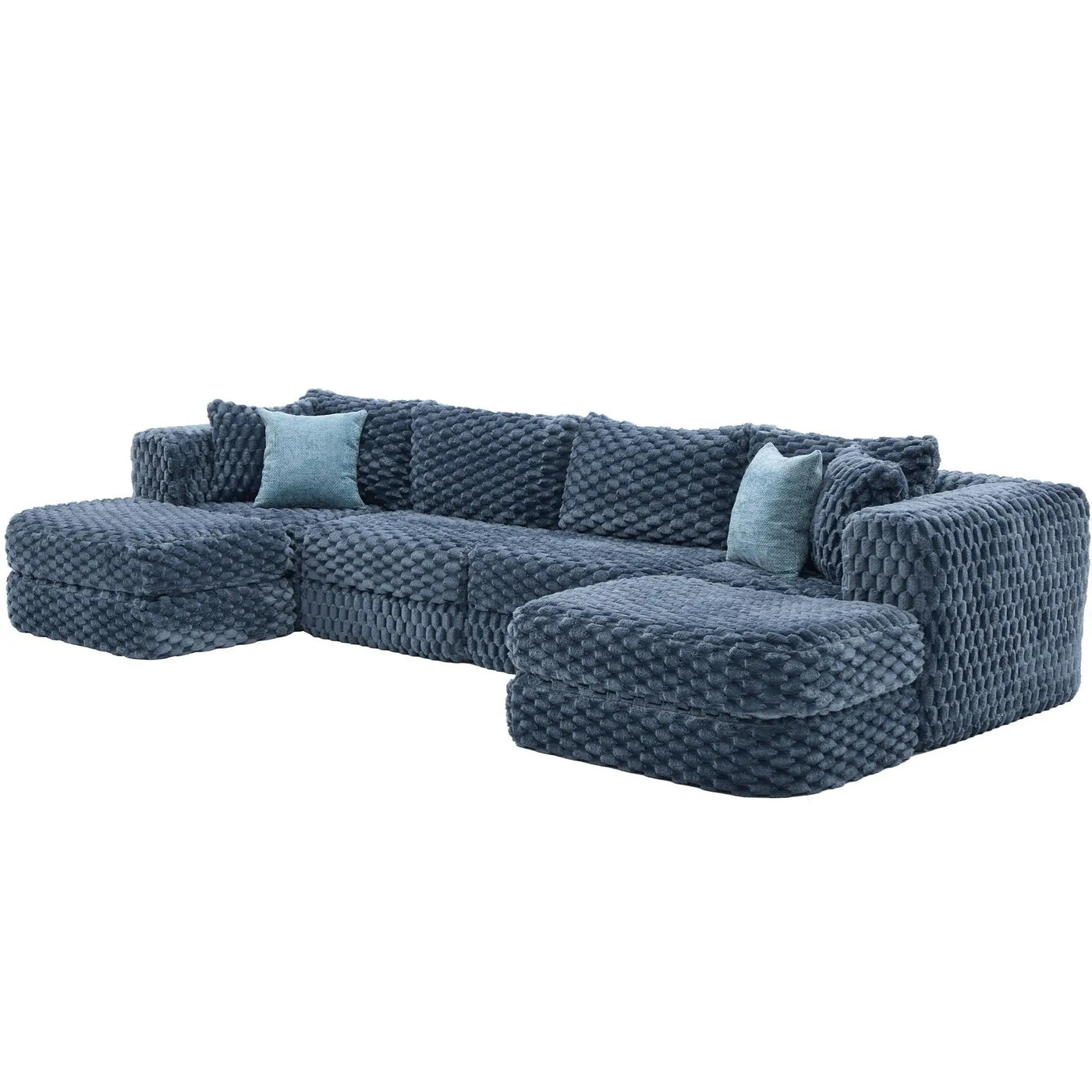 Modular Sectional Sofa, Boneless Couch With 2 Movable Ottomans by Unique Piece Furniture